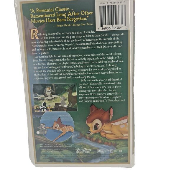 1997 Walt Disney’s Masterpiece Bambi 55Th Anniversary VHS - Picture 2 of 10